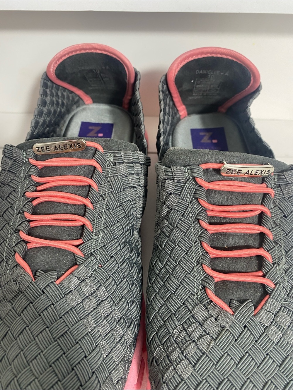 Zee Alexis Gray Woven Slip-On Sneakers with Pink Accents Size 10 - Picture 7 of 16